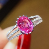 14k Gold 1.50 Ct Natural Padparadscha Sapphire & Diamond Ring