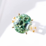 14k Gold 11.45 Ctw Natural Tourmaline & Diamond & Solitaire Ring