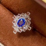 14k Gold 1.10 Ct Natural Sapphire & Diamond Ring