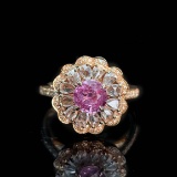 14k Gold 1.44 Ctw Natural Padparadscha Sapphire & Diamond Ring/pendant