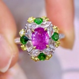 14k Gold 1.88 Ctw Natural Sapphire & Diamond Ring