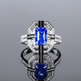 14k Gold 2.58 Ctw Natural Sapphire & Diamond Ring