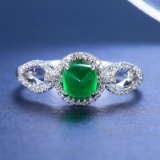 14k Gold 0.98 Ctw Natural Emerald & Diamond Ring