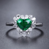 14k Gold 2.01 Ctw Natural Tsavorite & Diamond & Cocktail Ring