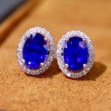 14k Gold 1.35 Ctw Natural Sapphire & Diamond Earrings