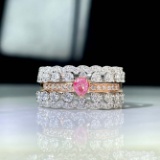 14k Gold 0.97 Ctw Natural Pink Diamond & Diamond Ring