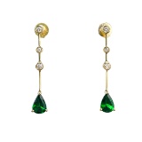 14k Gold 0.98 Ctw Natural Tsavorite & Diamond Earrings