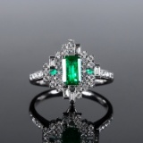 14k Gold 1.15 Ctw Natural Emerald & Diamond Ring/pendant