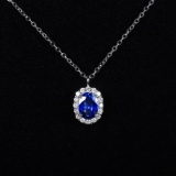 14k Gold 1.18 Ctw Natural Sapphire & Diamond Necklace