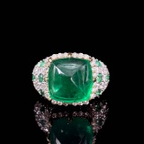 14k Gold 2.25 Ctw Natural Emerald & Diamond Ring