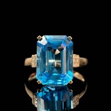 14k Gold 5.98 Ctw Natural Topaz & Diamond & Solitaire Ring