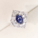 14k Gold 2.10 Ctw Natural Sapphire & Diamond Ring