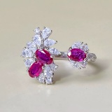 14k Gold 0.70 Ct Natural Ruby & Diamond & Toi Et Moi Ring