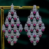 14k Gold 3.06 Ctw Natural Ruby & Diamond Earrings