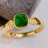 14k Gold 0.73 Ct Natural Emerald & Diamond Ring