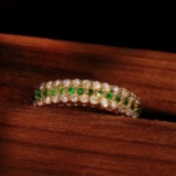 14k Gold 0.90 Ctw Natural Emerald & Diamond Ring