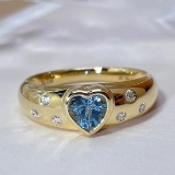 14k Gold 0.40 Ct Natural Sapphire & Diamond Ring
