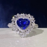 14k Gold 2.18 Ctw Natural Sapphire & Diamond & Cocktail Ring