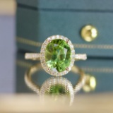 14k Gold 3.00 Ct Natural Tourmaline & Diamond Ring