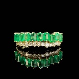 14k Gold 1.59 Ctw Natural Emerald & Diamond Ring