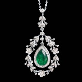 14k Gold 2.09 Ct Natural Emerald & Diamond Pendant