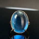 14k Gold 15.52 Ct Natural Topaz & Solitaire Ring