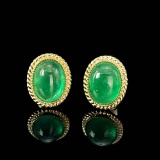 14k Gold 2.55 Ct Natural Emerald Earrings