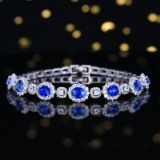 14k Gold 3.65 Ctw Natural Sapphire & Diamond Bracelet