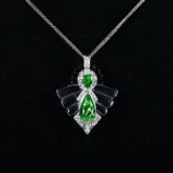 14k Gold 1.34 Ctw Natural Tsavorite & Diamond Pendant