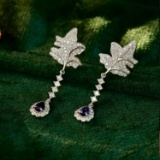 14k Gold 0.96 Ctw Natural Sapphire & Diamond Earrings