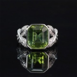 14k Gold 4.77 Ctw Natural Tourmaline & Diamond & Solitaire Ring