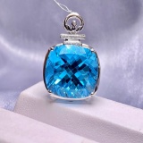 14k Gold 20.25 Ct Natural Topaz & Diamond Pendant