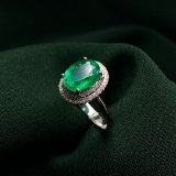 14k Gold 1.90 Ct Natural Emerald & Diamond & Solitaire Ring
