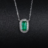 14k Gold 0.64 Ctw Natural Emerald & Diamond Necklace