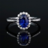 14k Gold 1.30 Ctw Natural Sapphire & Diamond Ring