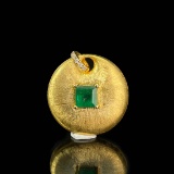 14k Gold 0.30 Ctw Natural Emerald & Diamond Pendant