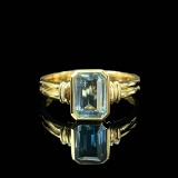 14k Gold 1.22 Ct Natural Aquamarine & Solitaire Ring