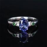 14k Gold 1.59 Ctw Natural Tanzanite & Diamond Ring