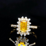 14k Gold 0.67 Ctw Natural Sapphire & Diamond & Cocktail Ring