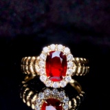 14k Gold 1.47 Ctw Natural Ruby & Diamond Ring
