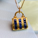 14k Gold 1.48 Ct Natural Sapphire Pendant