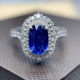 14k Gold 2.05 Ct Natural Sapphire & Diamond & Cocktail Ring/pendant