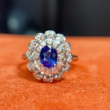 14k Gold 1.10 Ct Natural Sapphire & Diamond & Sapphire & Cocktail Ring/pendant