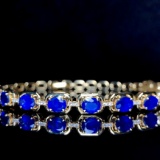 14k Gold 5.71 Ctw Natural Sapphire & Diamond Bracelet