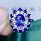 14k Gold 2.92 Ctw Natural Sapphire & Diamond Ring