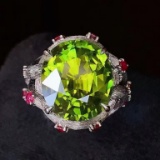 14k Gold 8.64 Ct Natural Tourmaline & Ruby Ring