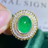 14k Gold 3.50 Ct Natural Emerald & Diamond Ring