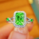 14k Gold 1.35 Ctw Natural Tsavorite & Diamond Ring