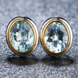 14k Gold 3.15 Ct Natural Aquamarine Earrings