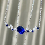 14k Gold 1.69 Ctw Natural Sapphire & Diamond Necklace